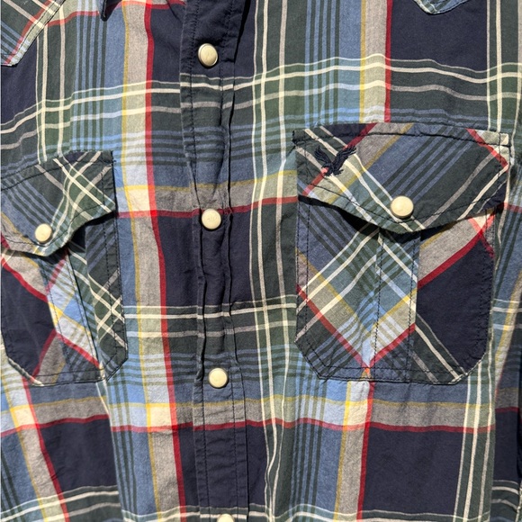 Vintage American Eagle Plaid Western Pearl Snap Long Sleeve Shirt XL - Picture 2 of 4